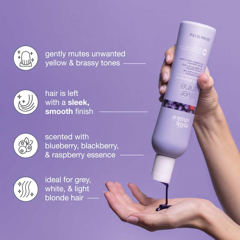 milk_shake Silver Shine Light Purple Shampoo for Blonde Hair - Blonde Toner for Brassy Hair