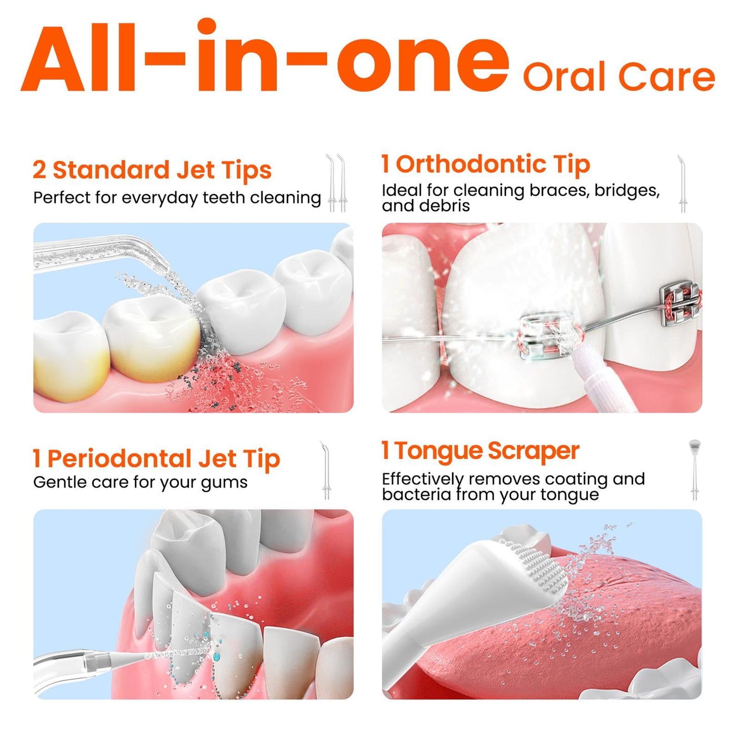 Water Dental Flosser Pick for Teeth - 300ML Portable Cordless Oral Irrigator, Rechargeable Irrigation Cleaner Professional Electric Flossing Machine for Teeth Cleaning Power Flosser Travel (Black)