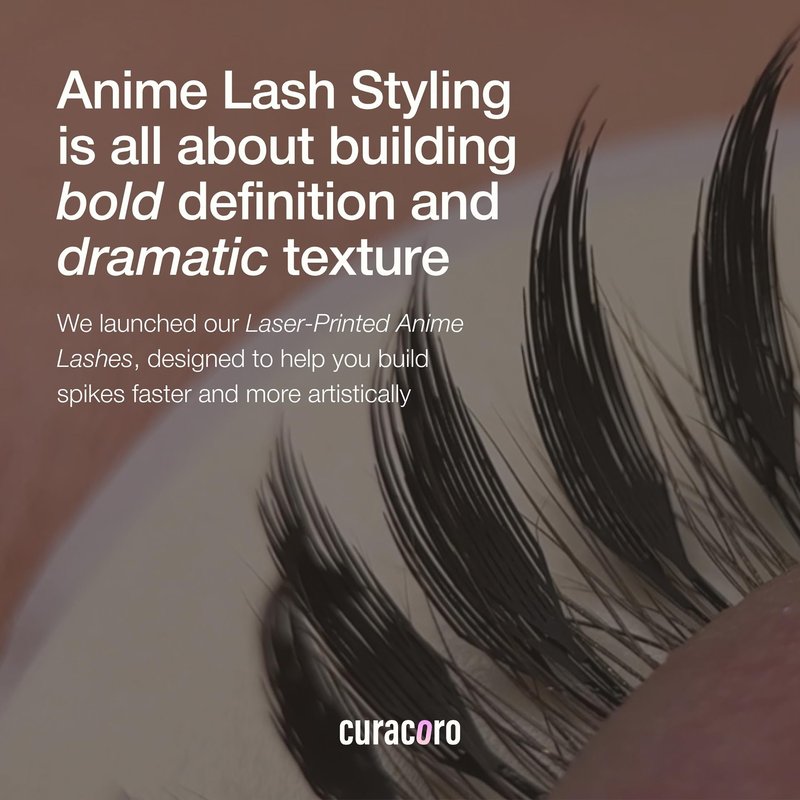Curacoro Anime Feather Spike Lash Extensions – 360 Fans Lightweight and Defined Laser-Printed Premade Lash Spikes, Anime Lashes LC Curl 7–13mm for Professionals