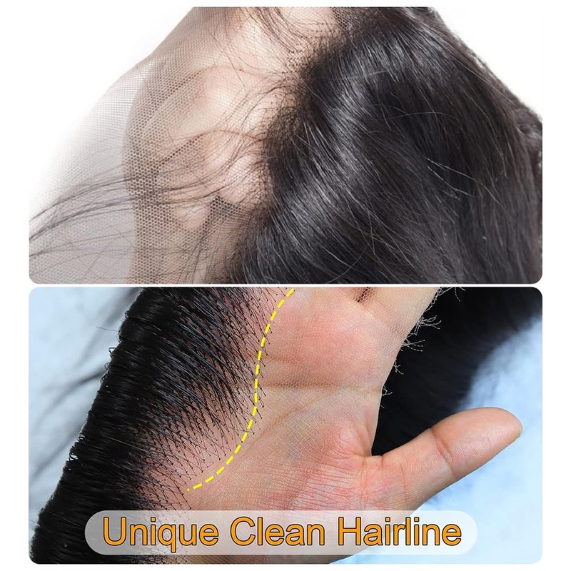 QTHAIR Straight Human Hair Lace Frontal 18A Brazilian Straight Human Hair 13x4 Ear to Ear Frontal 10 in 150% Density Swiss Lace Pre-Plucked Natural Hairline Baby Hair Natural Black #1b