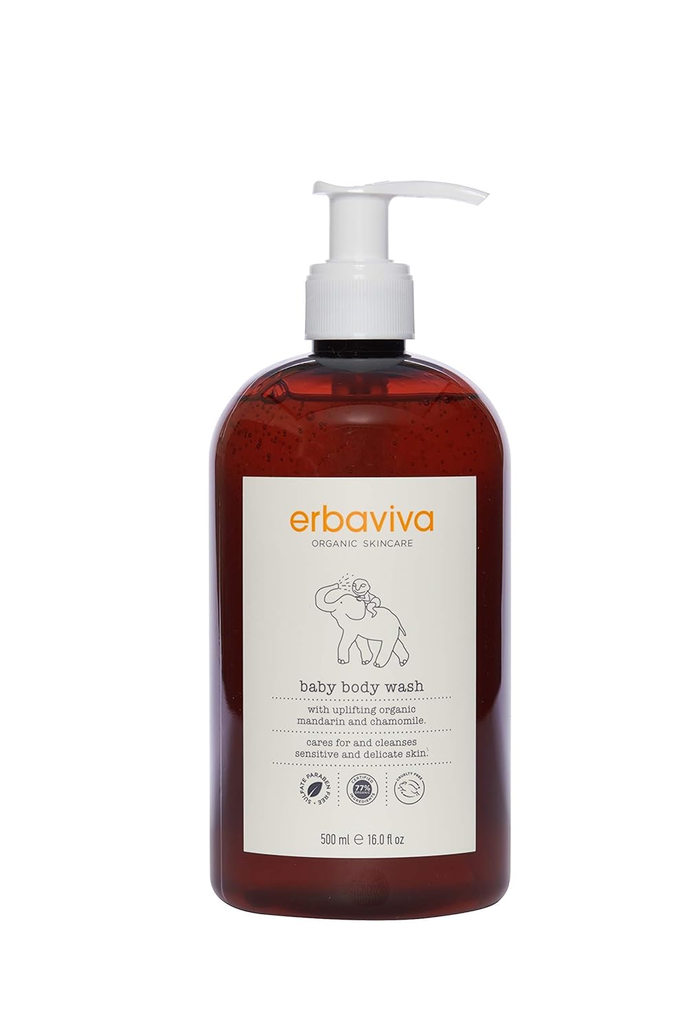 Erbaviva Baby Body Wash - Gentle Organic Formula for Sensitive Skin | 16 Fl Oz