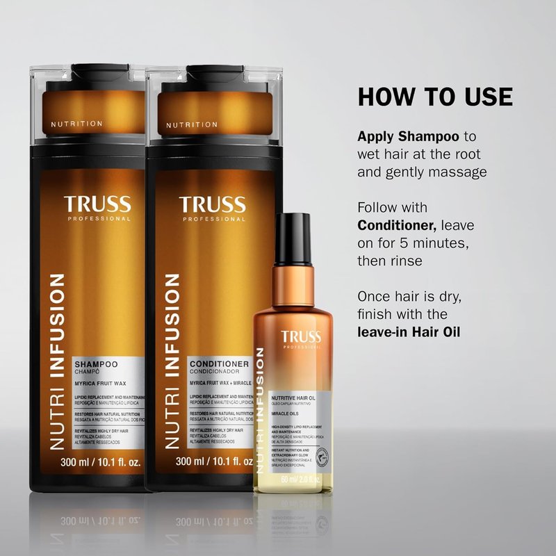 TRUSS Nutri Infusion Hair Conditioner for Damaged Hair - Moisturizing Conditioner to Restore Natural Moisture Balance with Myrica Fruit Wax & Miracle Oils (10.14 fl oz)