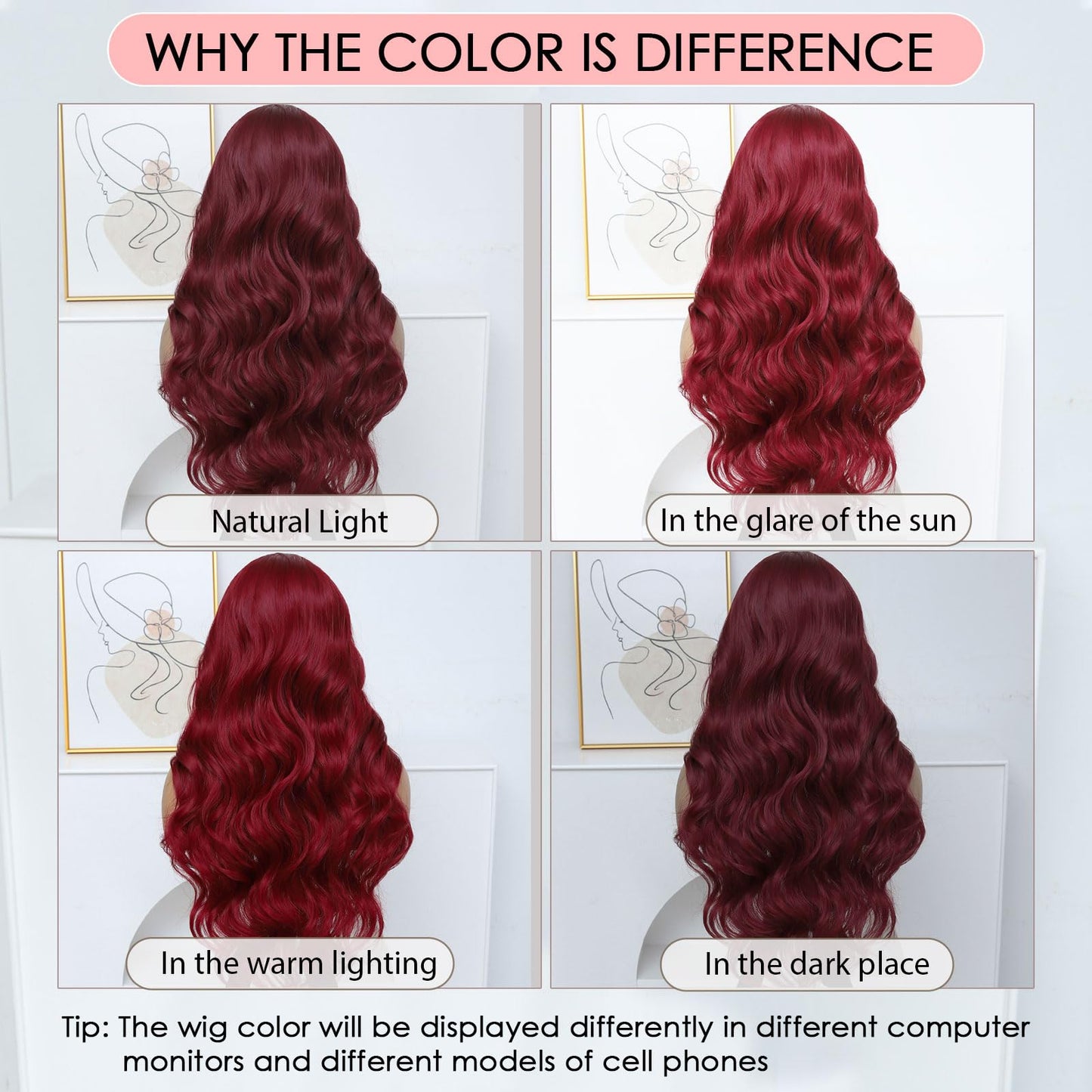 Ruiieea 99J Burgundy Lace Front Wig Synthetic 13x4 Lace Front Wig Body wave Lace Frontal Wig for Women Glueless Daily Use 26 Inch