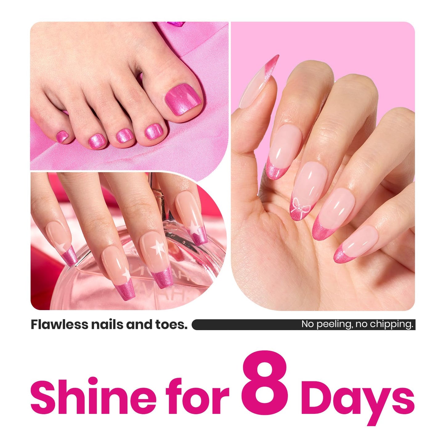 Beetles Hot Pink Nail Polish - 15ML Fast Drying & Long Lasting Nail Polish Romantic Reverie Nail Lacquer Shimmer Art Effect Spring Nails Gifts