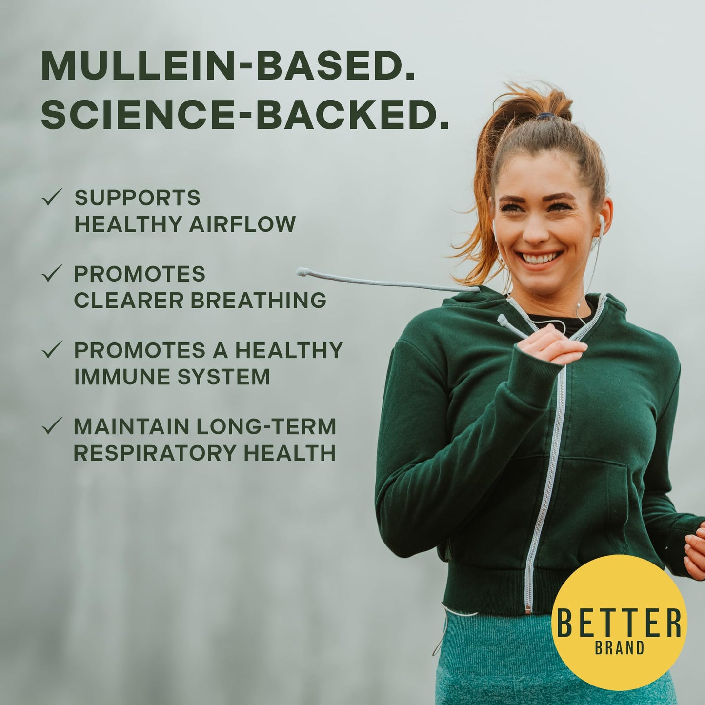 Betterbrand Mullein Chewable Gummies for Lung Cleanse and Detox, Respiratory Health Supplement, 2000mg Mullein Extract per Serving, 50:1 Extract - 30 Day Supply - Pear Flavored