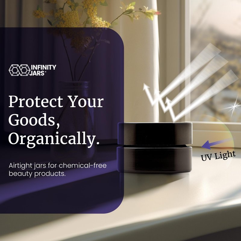 Infinity Jars 30 Ml (1.1 fl oz) Black Ultraviolet Glass Cosmetic Jar with Screw Top Lid | Airtight UV-Blocking Refillable Container for Creams, Balms, Herbs & Essential Oils 3 Pack