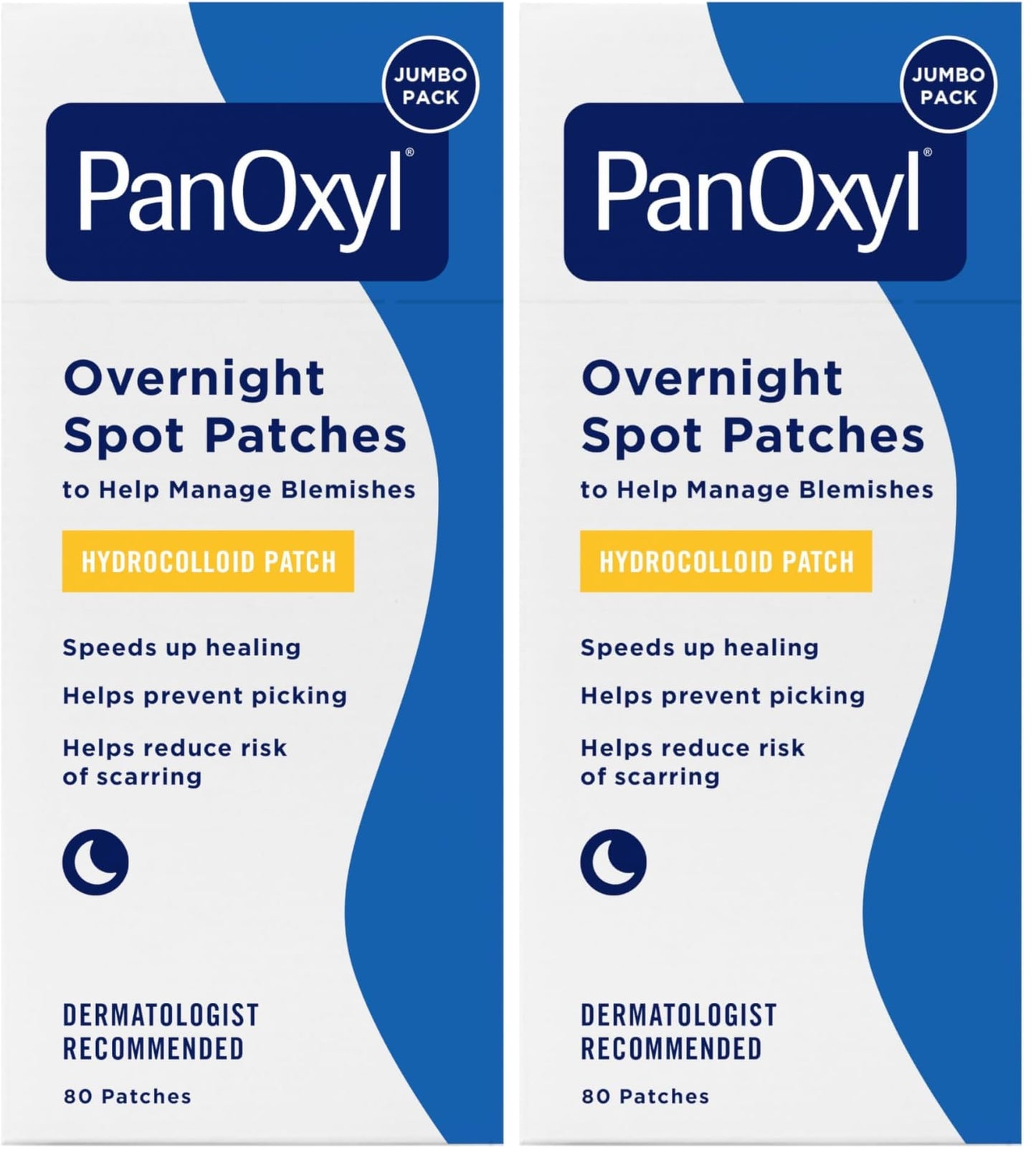 PanOxyl PM Overnight Spot Patches, Advanced Hydrocolloid Healing Technology, Fragrance Free, 80 Count (Pack of 2)