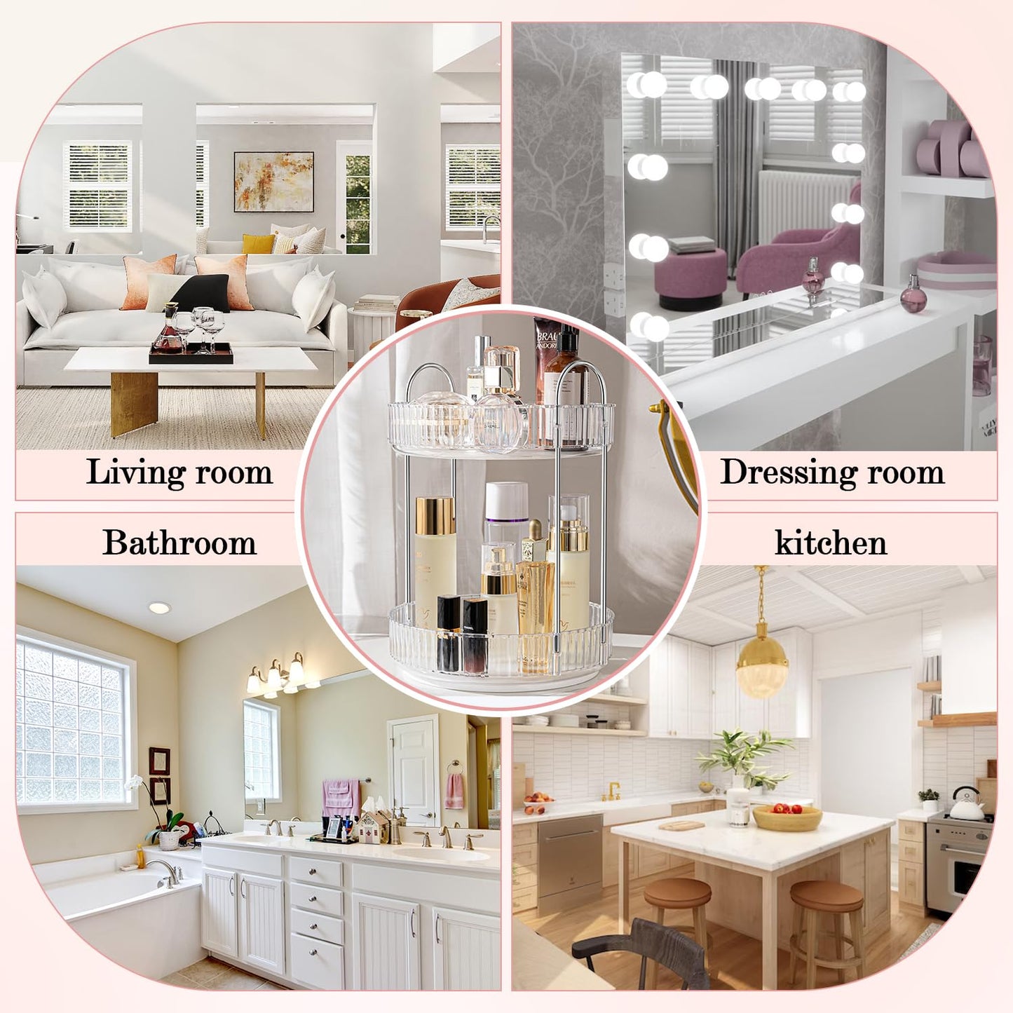 ALUYUYO 360° Rotating Makeup Organizer for Vanity, Spinning Cosmetics Organizer Holder Rack, Large Capacity Bathroom Organizer Countertop, Fits Perfume, SkinCare, Makeup Brushes 3 Tiers, Transparent