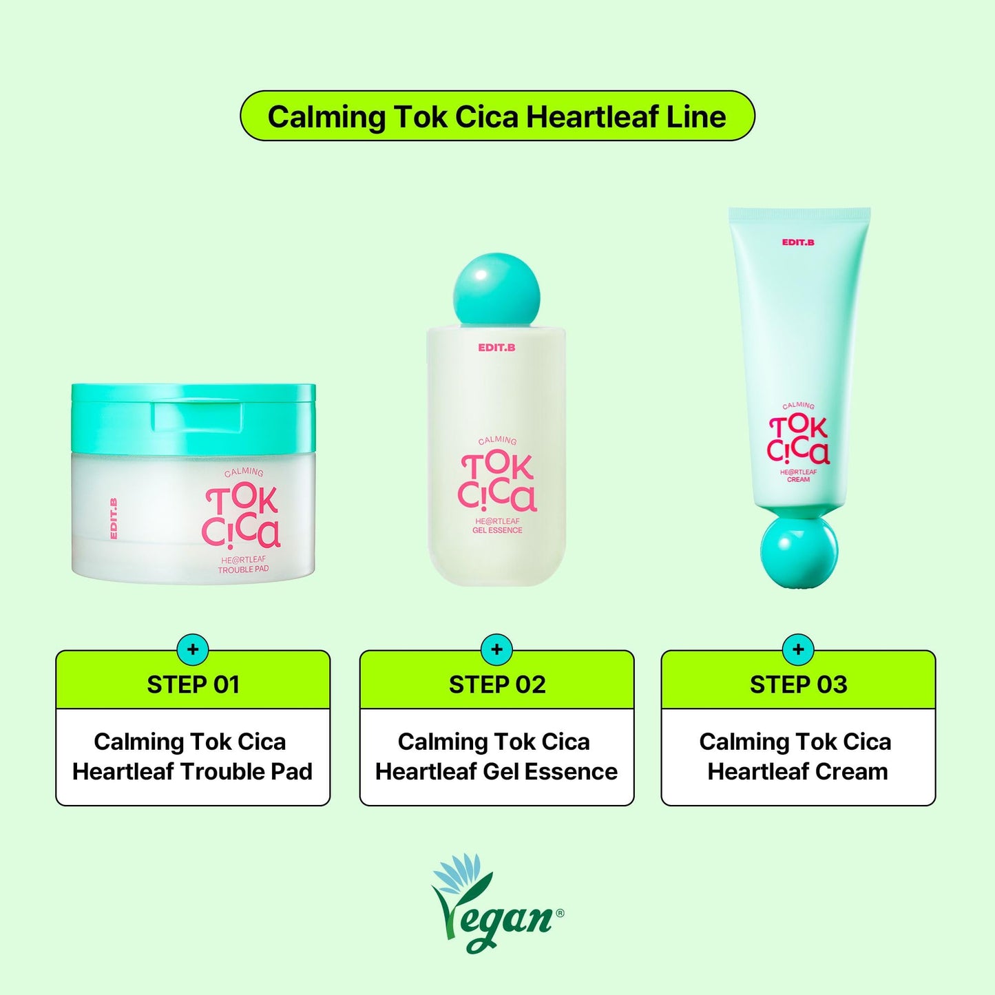 EDIT.B Calming Tok Cica Heartleaf Trouble Pads, Cooling & Hydrating Facial Toner Pads for Sensitive Skin, Mild Exfoliating & Soothing, Easy-Split for Multi-Use, Daily Korean Skin Care (70 Sheets)