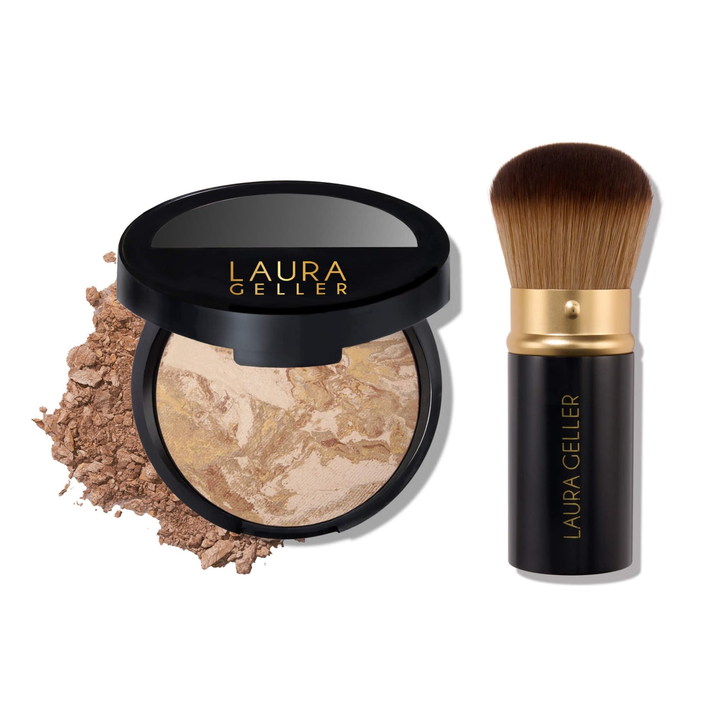 LAURA GELLER NEW YORK Baked Balance-n-Brighten Foundation with Kabuki Brush Makeup Set, Medium