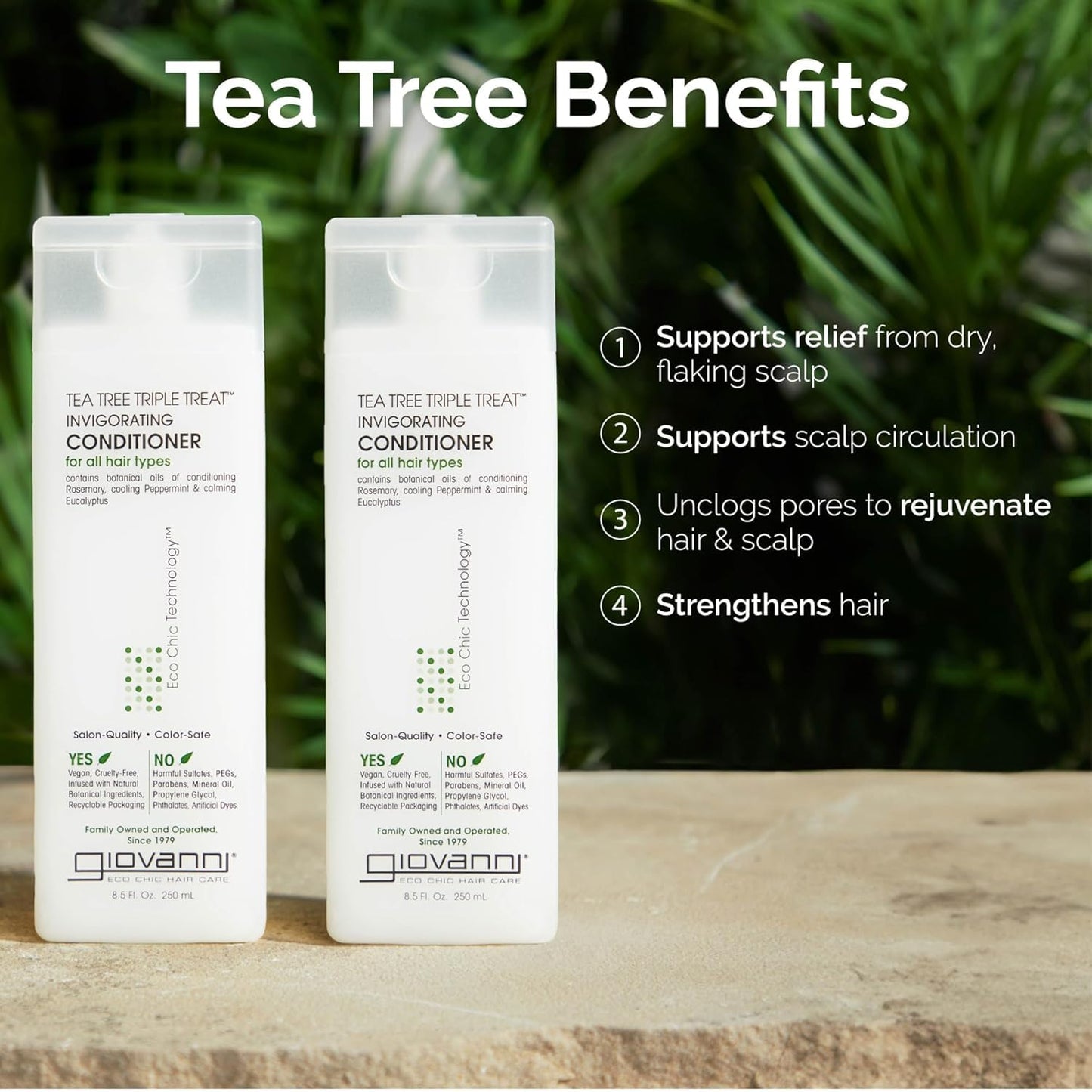 GIOVANNI Tea Tree Triple Treat Invigorating Conditioner, 8.5 oz (3 Pack)