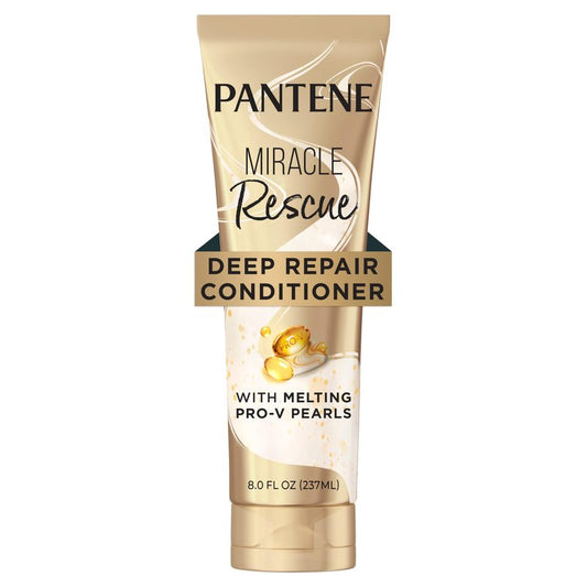 Pantene Miracle Rescue Deep Conditioner with Melting Pro-V Pearls - For Dry, Damaged, or Color-Treated Hair - Intense Moisture & Repair - 8.0 Oz
