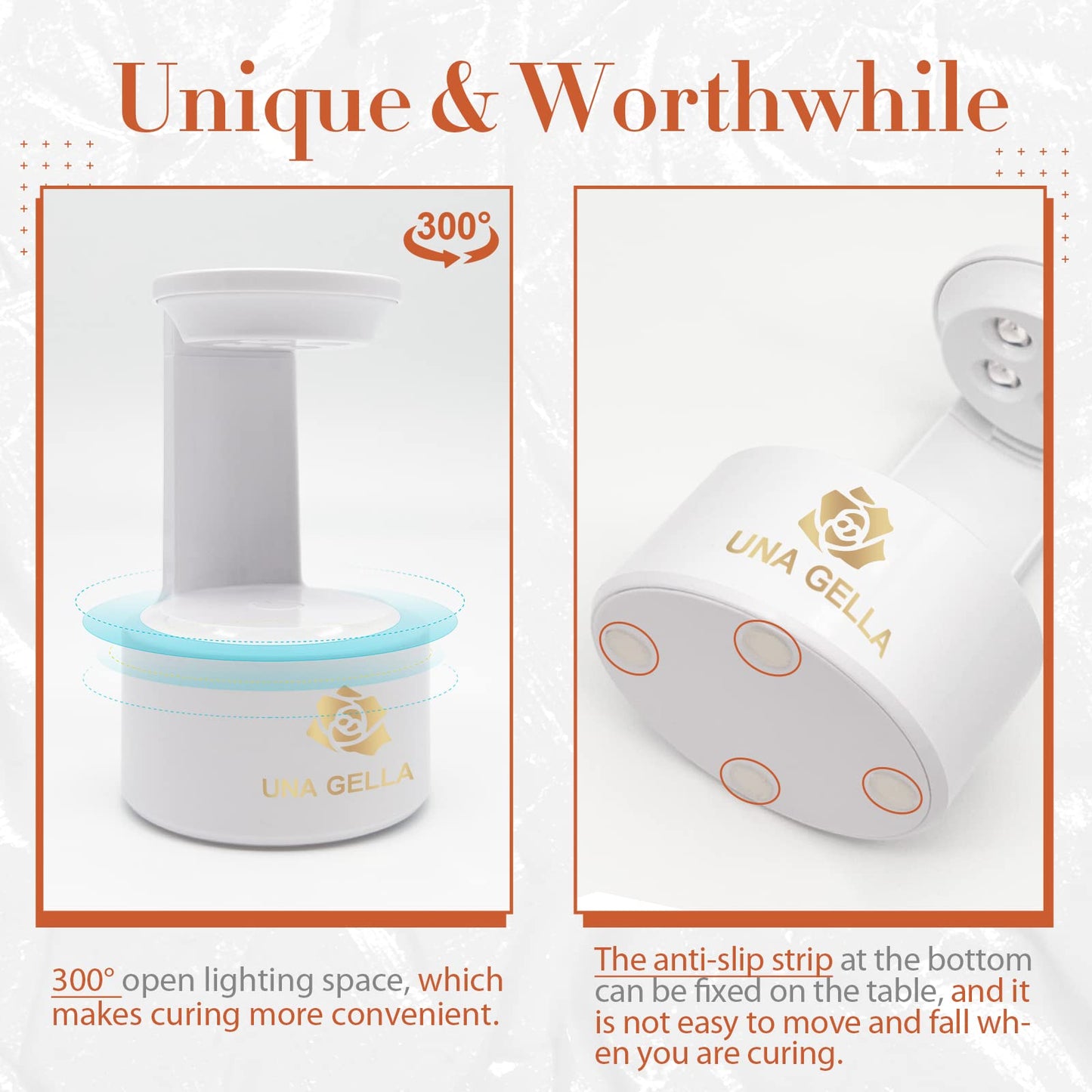 UNA GELLA Mini U V LED Light for Nails, Innovative Nail Lamp with Open Space for Easy Gel Tips Nail Extension, Quick-Dry U V Nail Light, Portable Nail Dryer for Nail Gel Travel or Home Nail Art