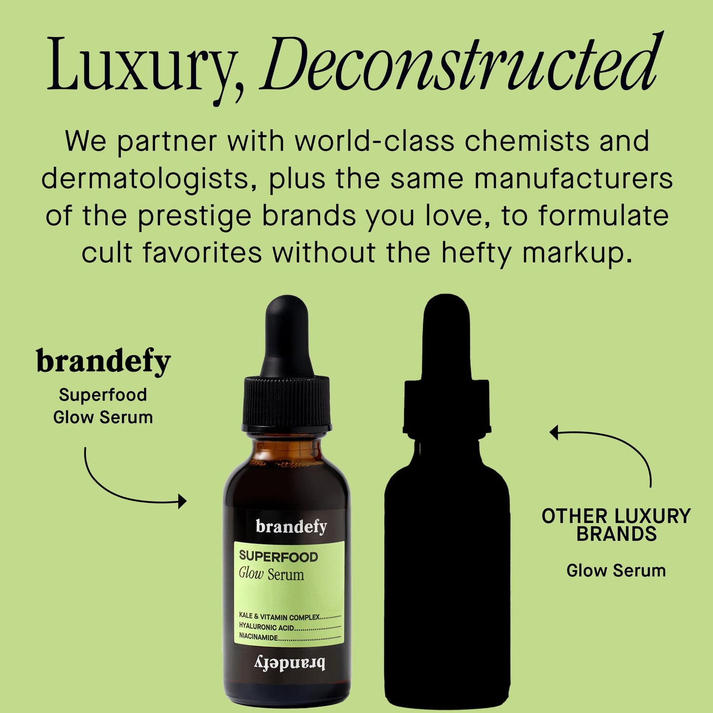Brandefy Superfood Glow Serum - Kale & Vitamin Complex, Hyaluronic Acid, Niacinamide - Hydrating, Antioxidant Serum for Radiant Skin, Made in the Canada (1 Fl Oz)