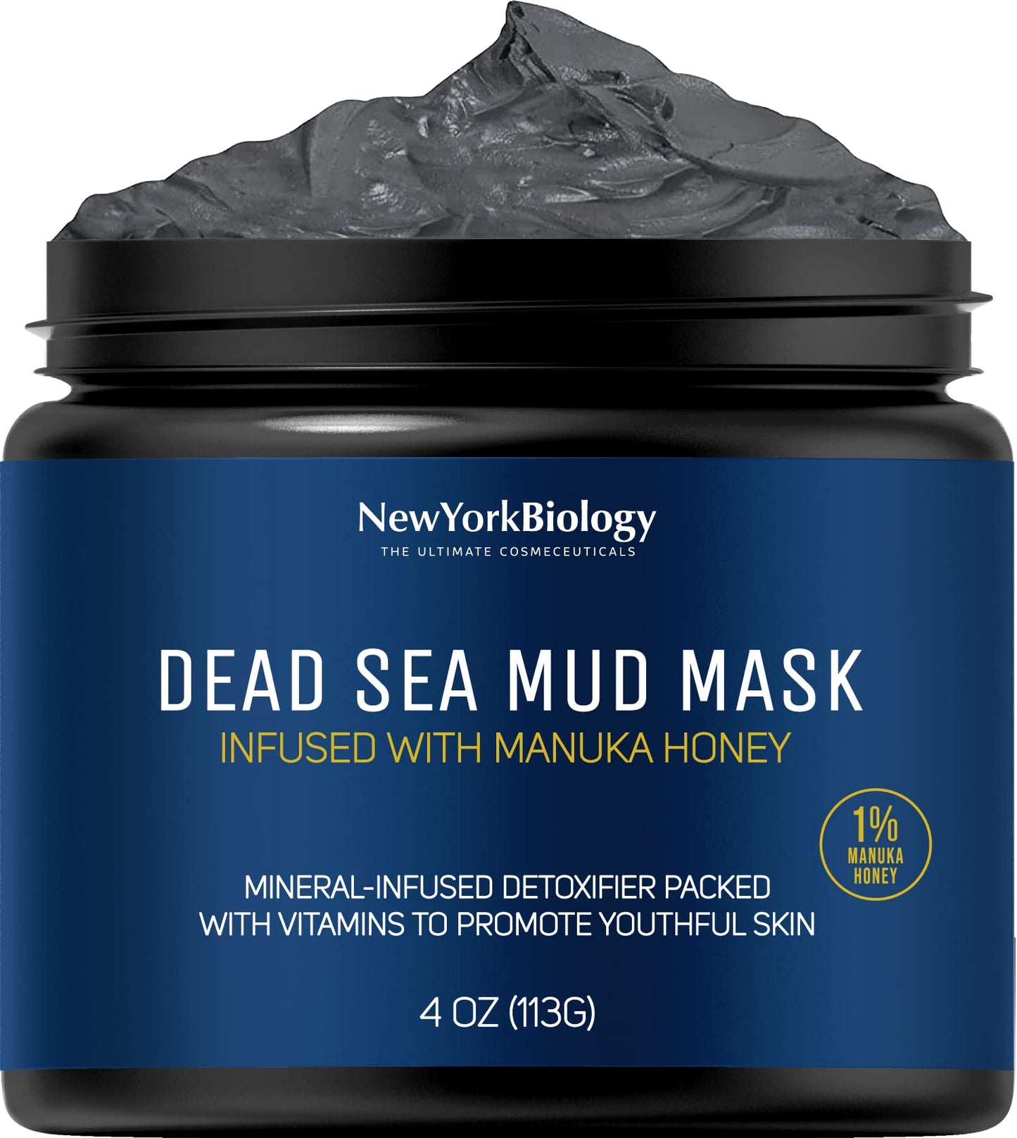 New York Biology Dead Sea Mud Mask for Face and Body with Manuka Honey with 3 pcs Face Mask Brush Applicators - Spa Quality Pore Reducer for Acne, Blackheads and Oily Skin