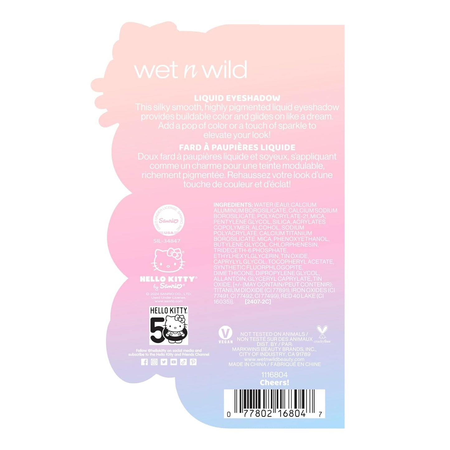 Hello Kitty Liquid Eyeshadow - Smooth, Blendable Shimmery Matte in Bubblegum Pink | Vegan & Cruelty-Free