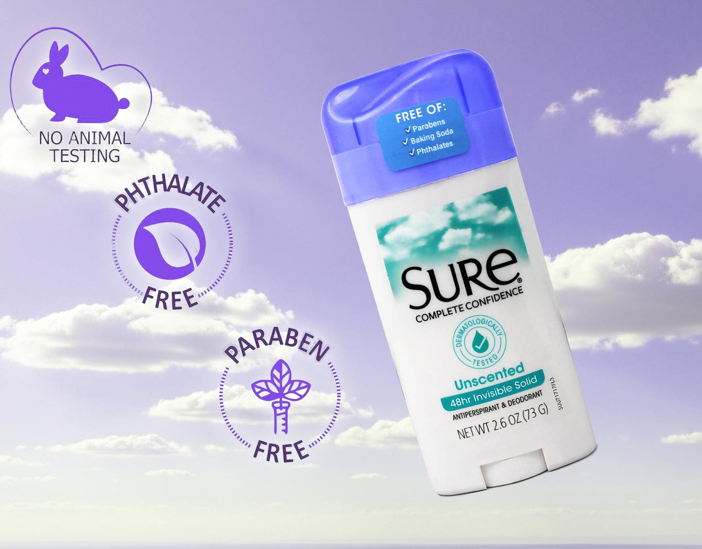 Sure Anti-Perspirant Deodorant Invisible Solid Unscented 2.60 oz (Pack of 10)