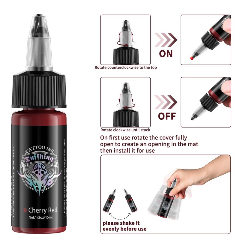 Tuffking Tattoo Ink Set 1/2 oz Pigment Tatoo Ink Professional Tattoo Ink Color Set 14 Colors(14 Colors 15ml)