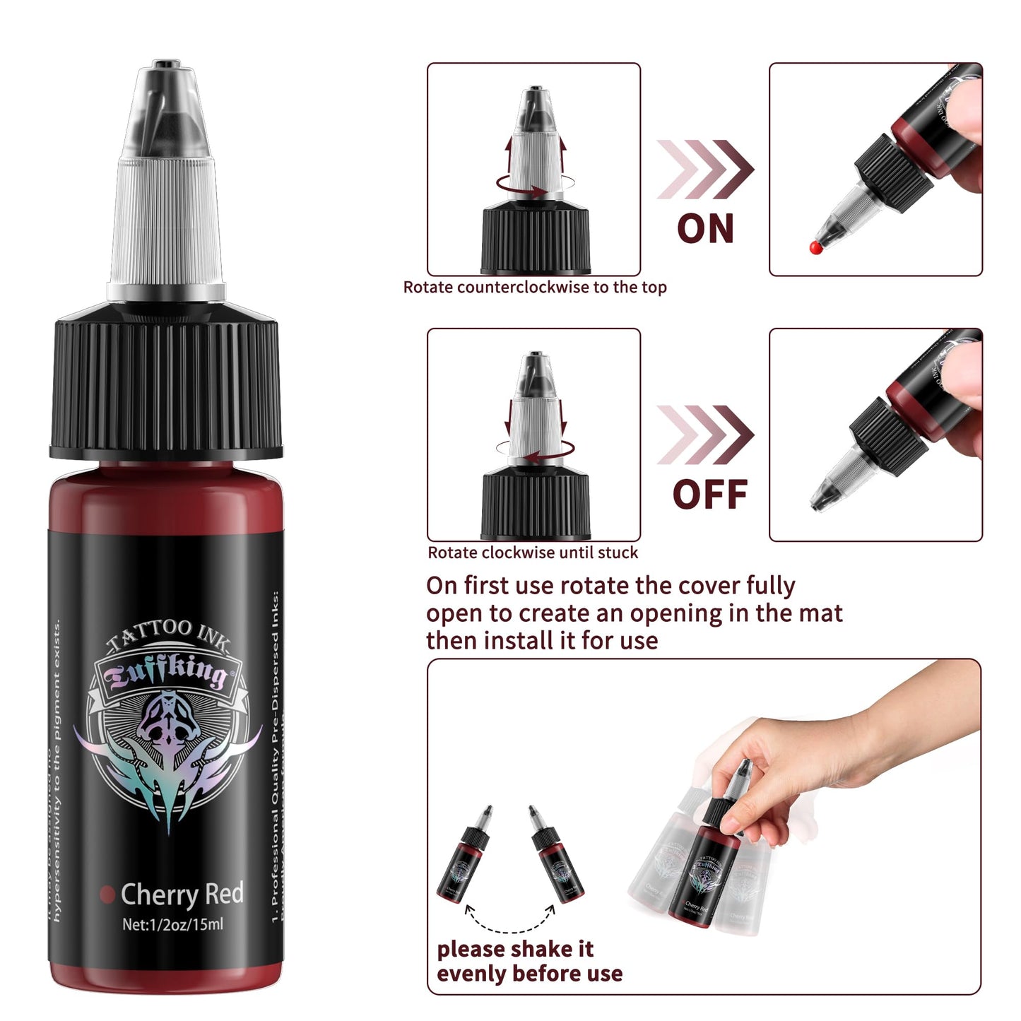 Tuffking Tattoo Ink Set 1/2 oz Pigment Tatoo Ink Professional Tattoo Ink Color Set 14 Colors(14 Colors 15ml)