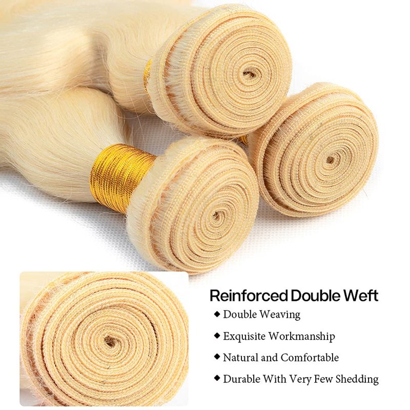 Blonde Body Wave Hair Extensions - Unprocessed Virgin Human Hair Bundles | 18 Inch, Honey Blonde, 3 Pack