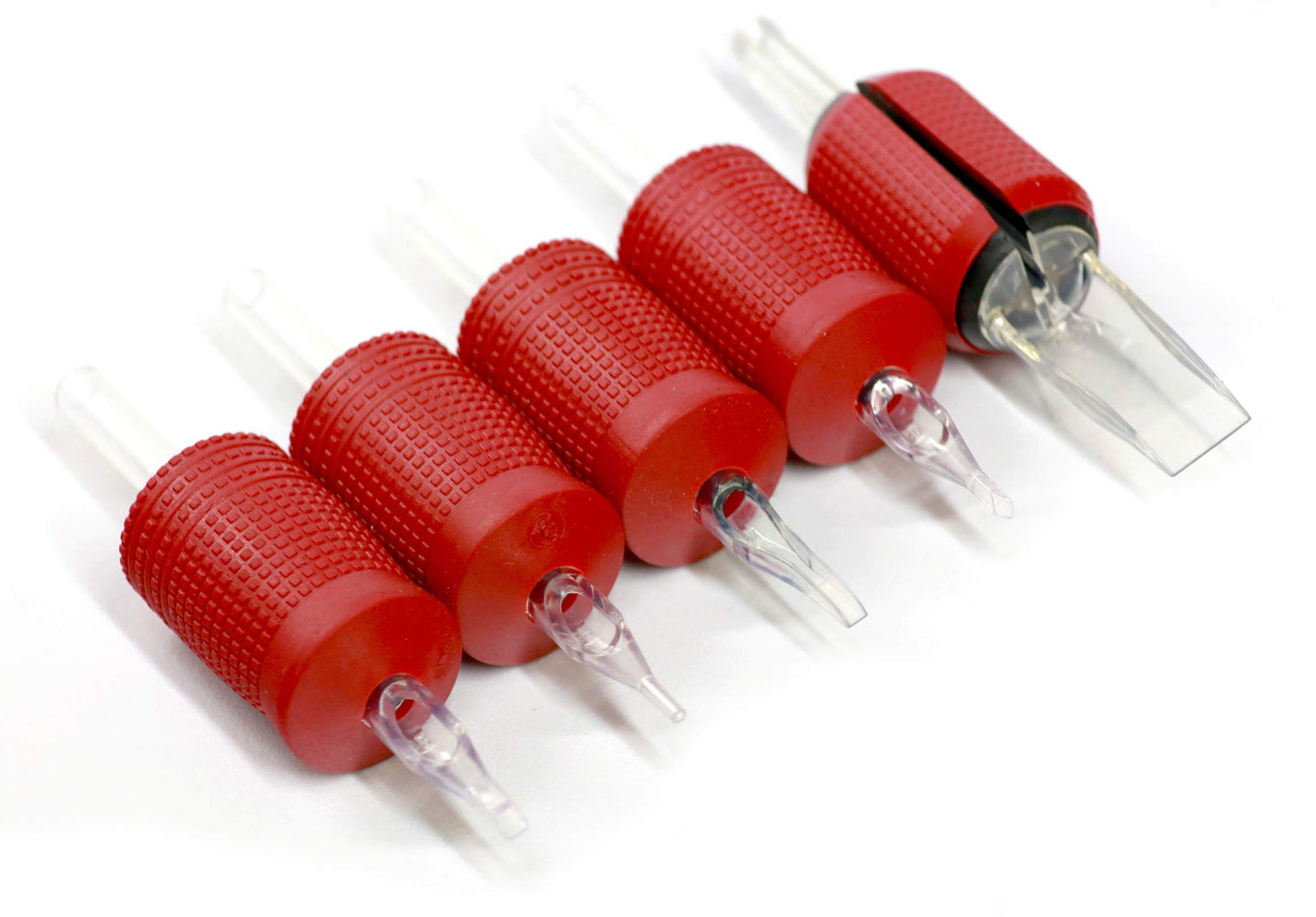 BEZTAT 25mm (1 Inch) Ultra Premium Clear Disposable Tubes w/Red Soft Silicone Grip- 20 Pack, Diamond Tip (14DT)