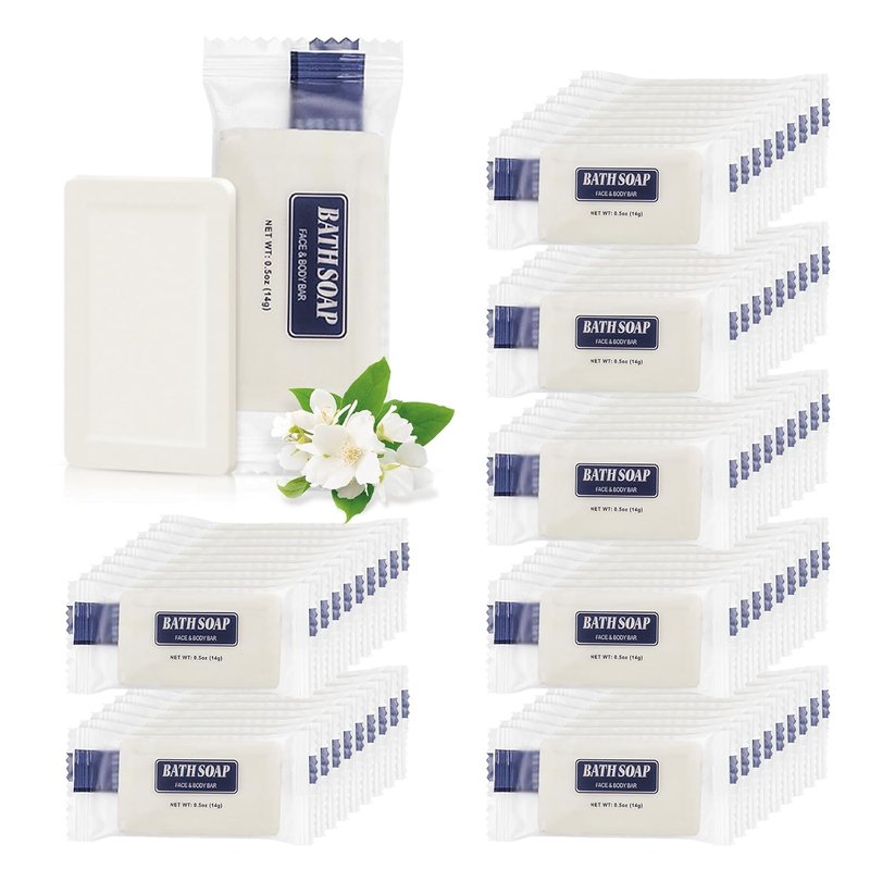 Mini Soap Bars Bulk - 100 Pack Individually Wrapped Travel Size 0.5 oz Toiletries for Hotels | Small Bar Soap