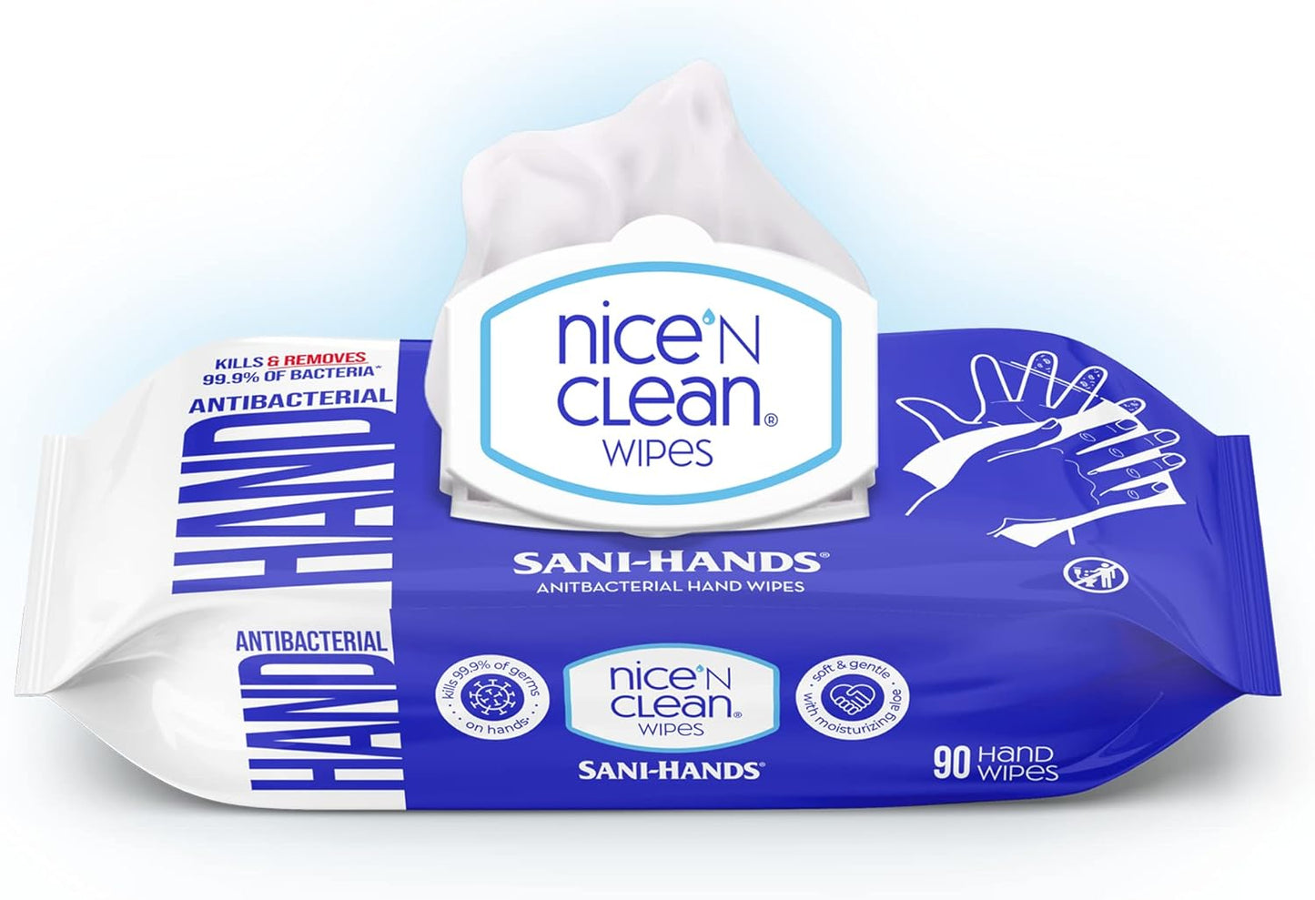 Sensitive Skin Wet Hand Wipes - Aloe Infused Hypoallergenic | 90 Count (8-Pack)