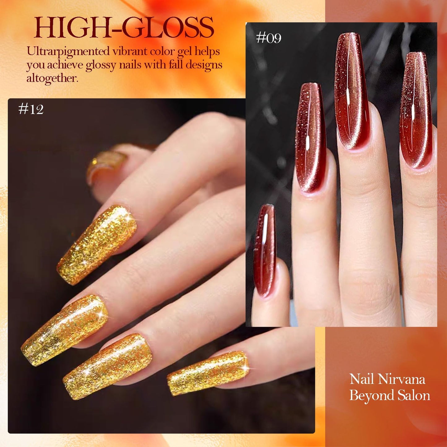 YEPYEPGO Cat Eye Gel Nail Polish Set, 12 Colors Velvet Cat Eye Gel Polish Magnetic Cateye Glass Effects Fall Winter Christmas Color Professional Use for Salon