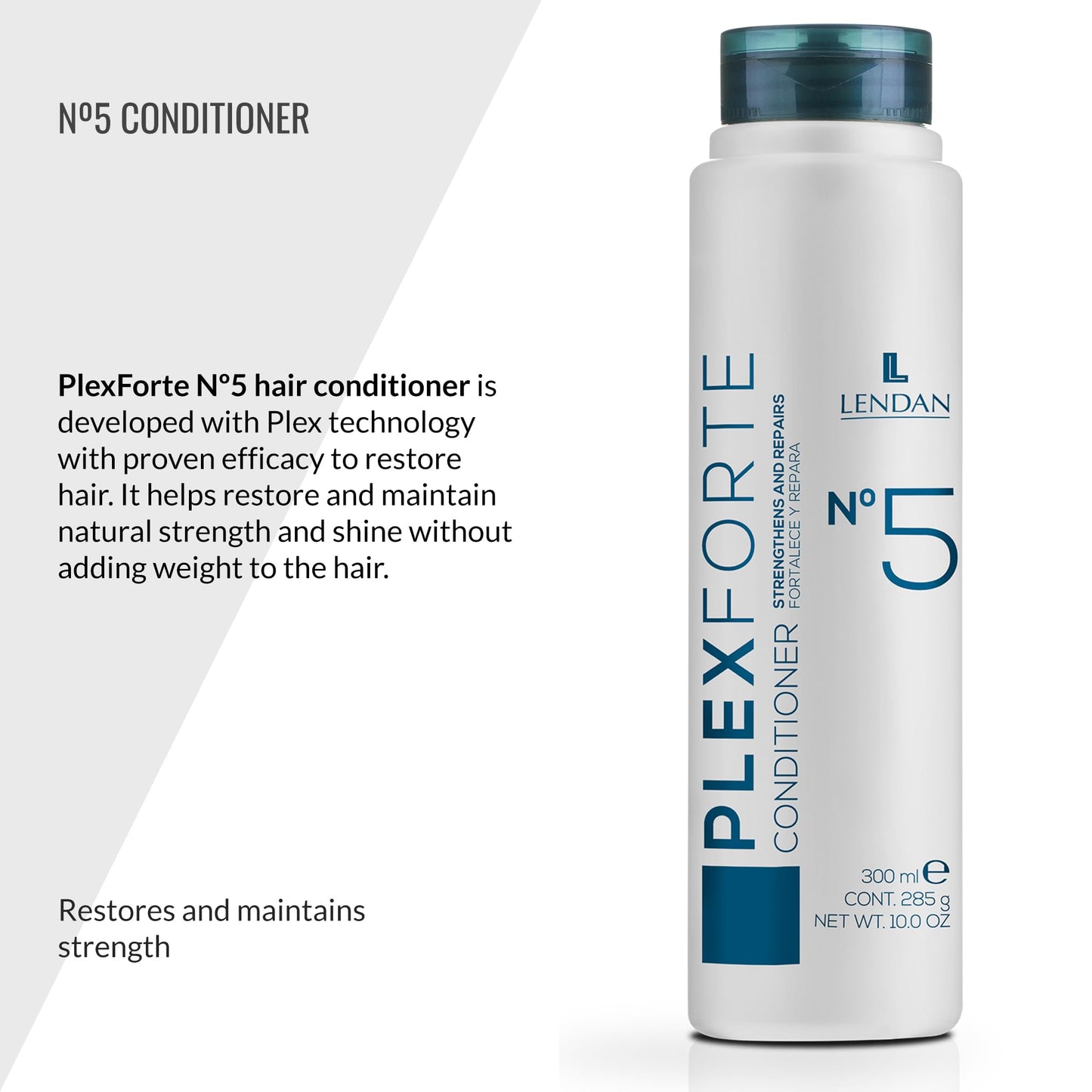 Lendan - Hair Conditioner - Nº5 Conditioner - 300 ml - With Plexforte Technology - Reduces Hair Breakage - Restores Hair Strength - Adds Shine and Softness - Anti-Frizz