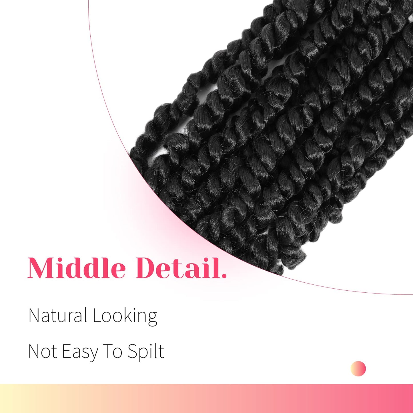 BOHOBABE Pre-twisted Passion Twist Crochet Hair 24 Inch Pre-looped Long Crochet Braiding Hair 8 Packs Soft Bohemian Twists (1B)