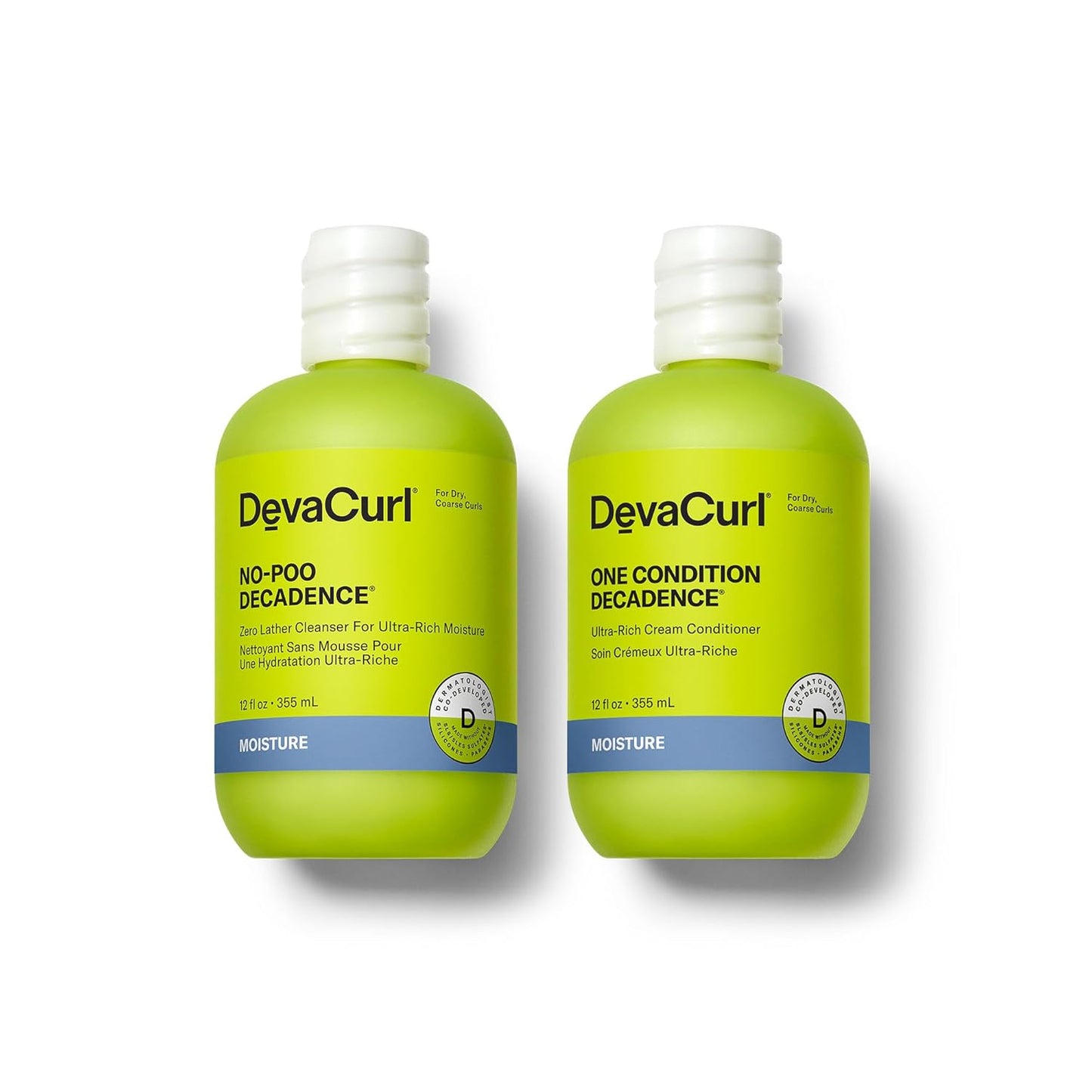 DevaCurl No-Poo Decadence Cleanser & One Condition Cream Conditioner Bundle - 12 Fl Oz
