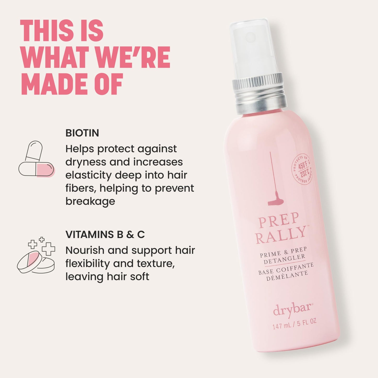 Drybar Prep Rally Prime & Prep Detangler, Noir Scent, 2 oz