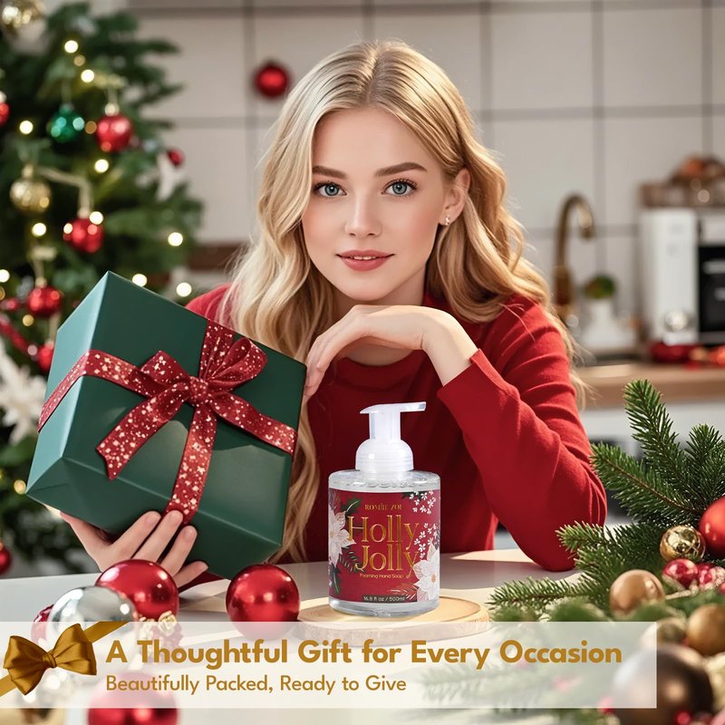 ROMIIE ZOI Christmas Foaming Hand Soap with Gift Box - Holly Jolly, Infused with Citrus & Pine Aroma - 500ml/ 16.8 fl. oz