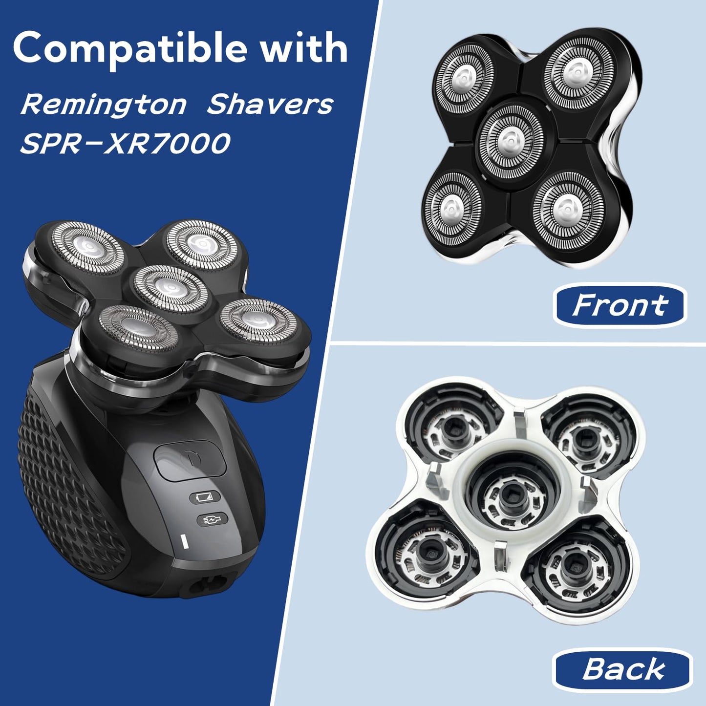 Balder Pro Replacement Head for Remington Balder Pro Head Shaver XR7000,5 Dual Track Heads for Remington Shaver Replacement Heads-Precision Electric Shaving for Bald Men. (3Pack)
