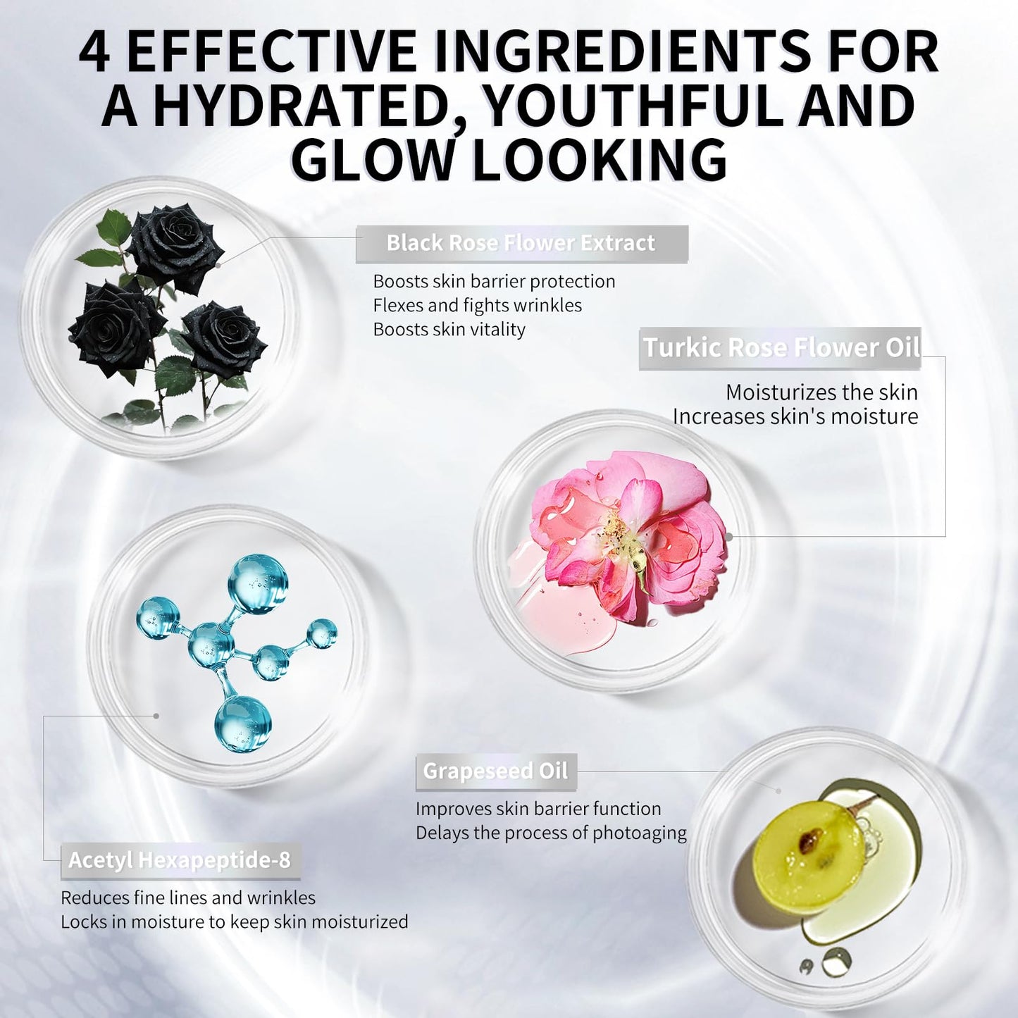 R RadiantRise Anti-Wrinkle Skin Care Set Black Rose Moisturizing Hydrating Skin Care Kit For All Types Of Skin Valentine's Day Gift
