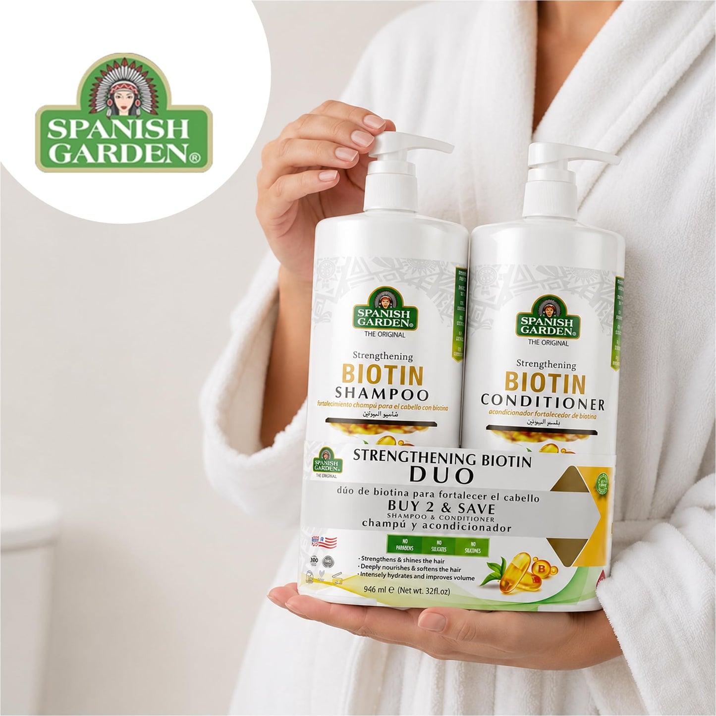 Spanish Garden Biotin Shampoo & Conditioner Set 2 Pound