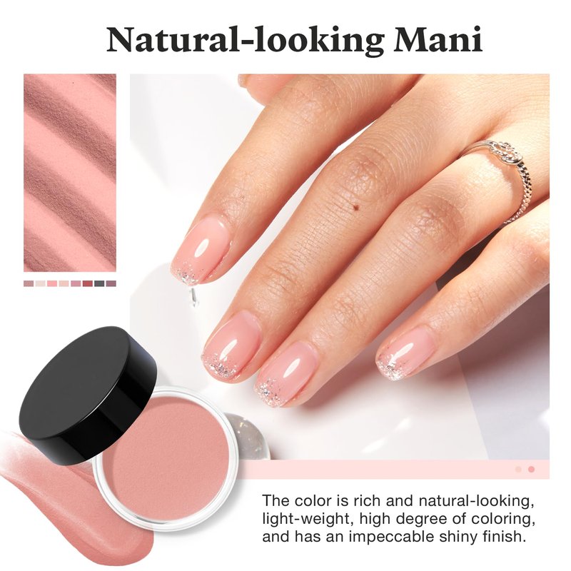 AzureBeauty Translucent Dip Powder - Jelly Baby Pink Color 2Oz/56g, Sheer Rose Pink Neutral Semi-transparent Clear Dipping Powder Crystal French Nail Art Starter Manicure Salon DIY Home Gift