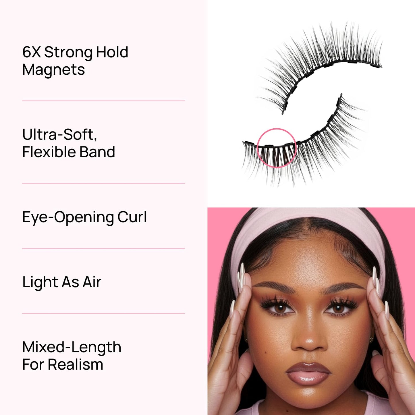 Full Out Glam Champion Charm Magnetic Lashes, Premium Reusable Magnetic Eyelashes, Refined Natural Look, No Glue Needed, Instant Application, Strong Performance Ready Hold, Contains One Set of Lashes