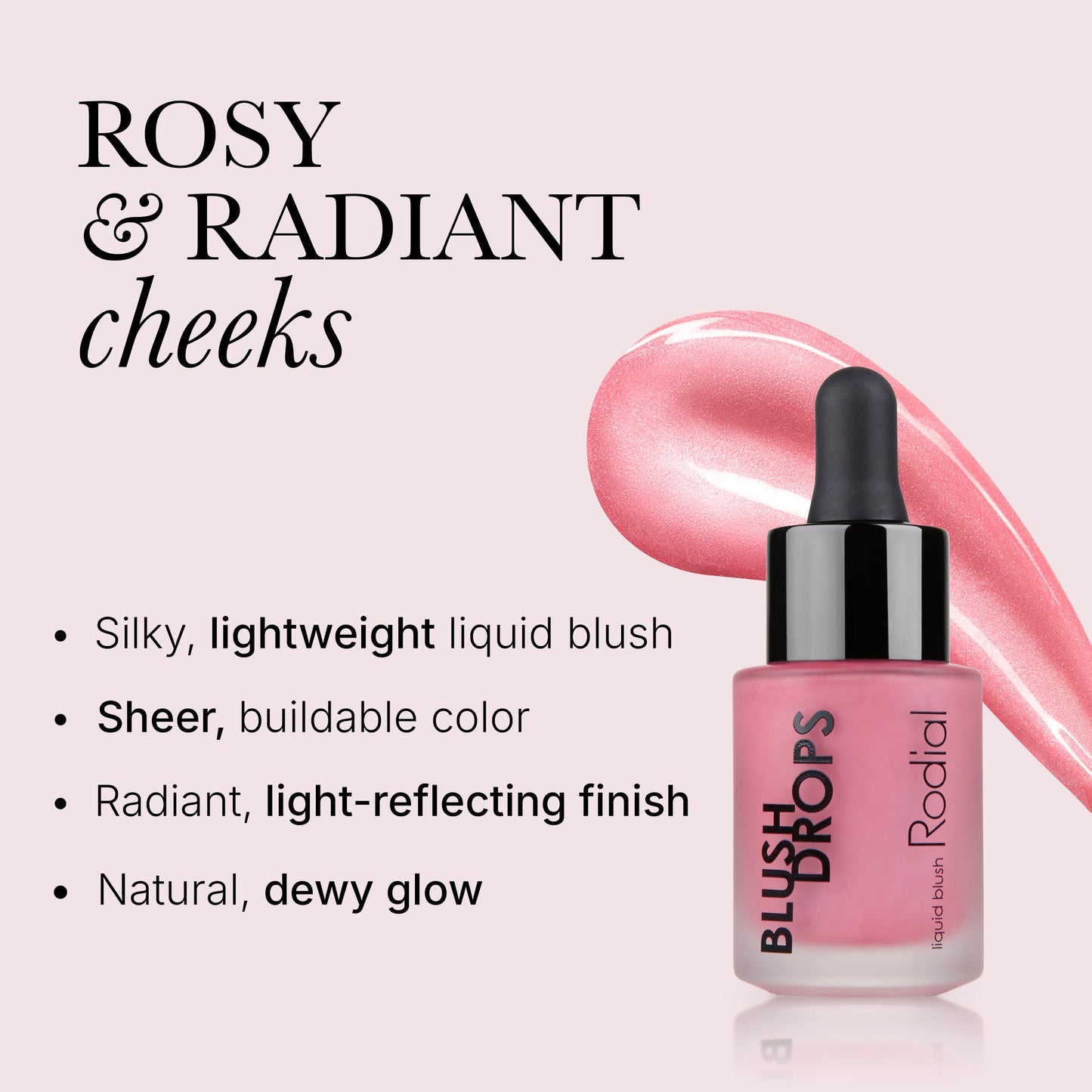 Rodial Blush Drops Sunset Kiss/Frosted Pink, 0.5 fl oz, Moisturising Makeup Blush Drops with Vitamin E, Liquid Blush with Naturally Radiant Finish, Long Lasting Finish