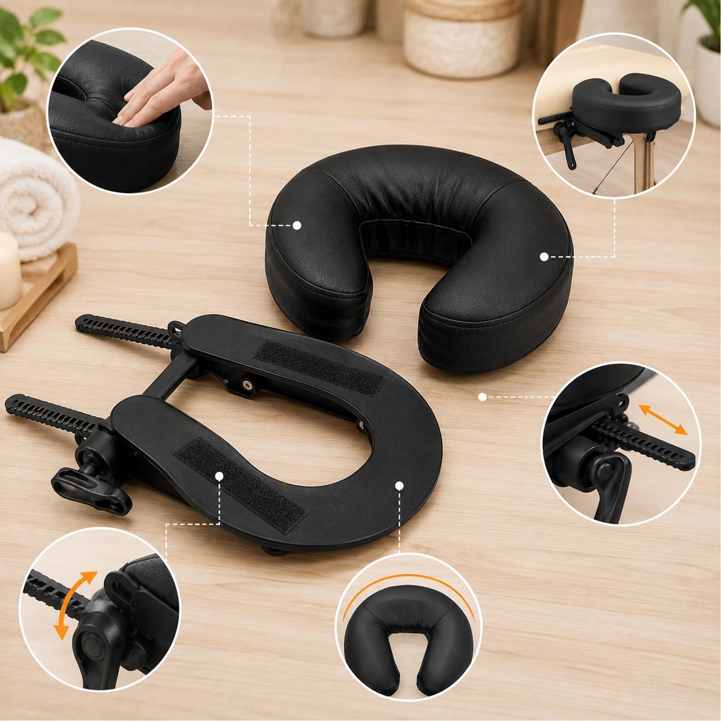 AYDZWJM Universal Massage Table Face Cradle & Cushion, Adjustable Massage Chair Spa Bed Headrest & Face Pillow Support, Elastic Memory Foam Face Pillow Set Massage Table Accessories Massage Equipment