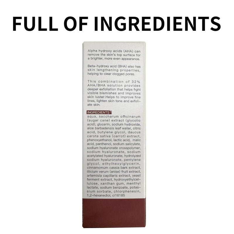 AHA 30% + BHA 2% Peeling Solution, Chemical Peel for Face at Home, BHA Liquid Exfoliant for Large Pores, Wrinkles & Fine Lines, 1.0 FlOz (1 PCS)