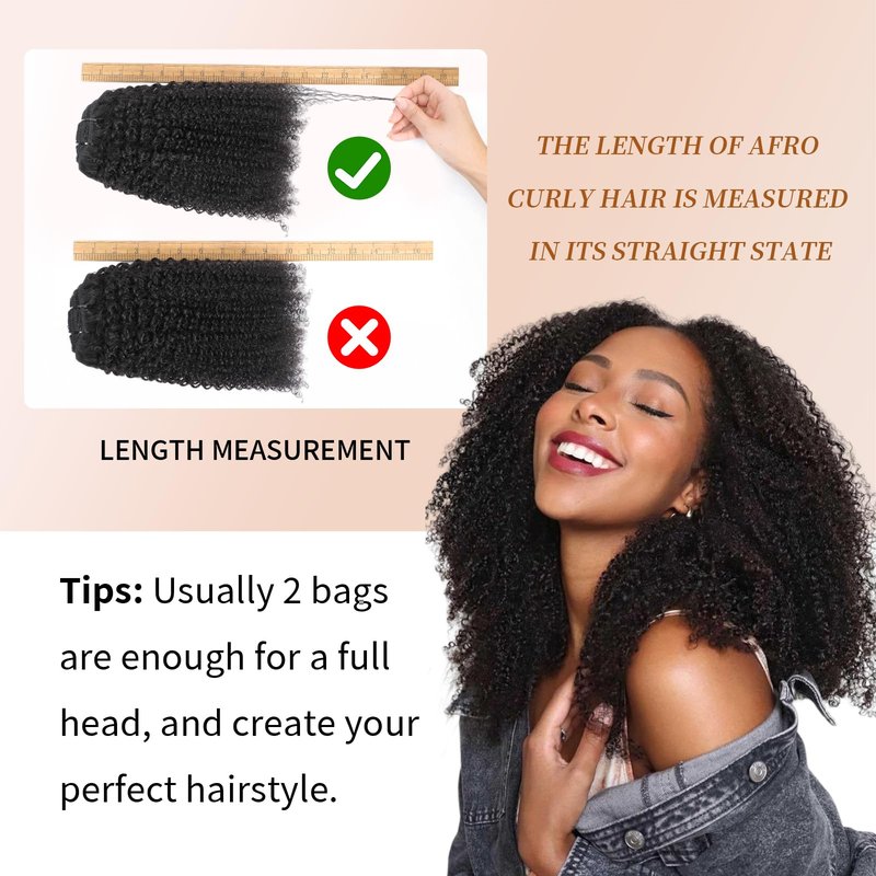 Afro Kinky Curly Clip Ins Human Hair 4C Hair Clip in Extensions Real Natural Human Hair for Black Women 8 pecs with 20 Clips 120g Natural Black Color 14 Inch