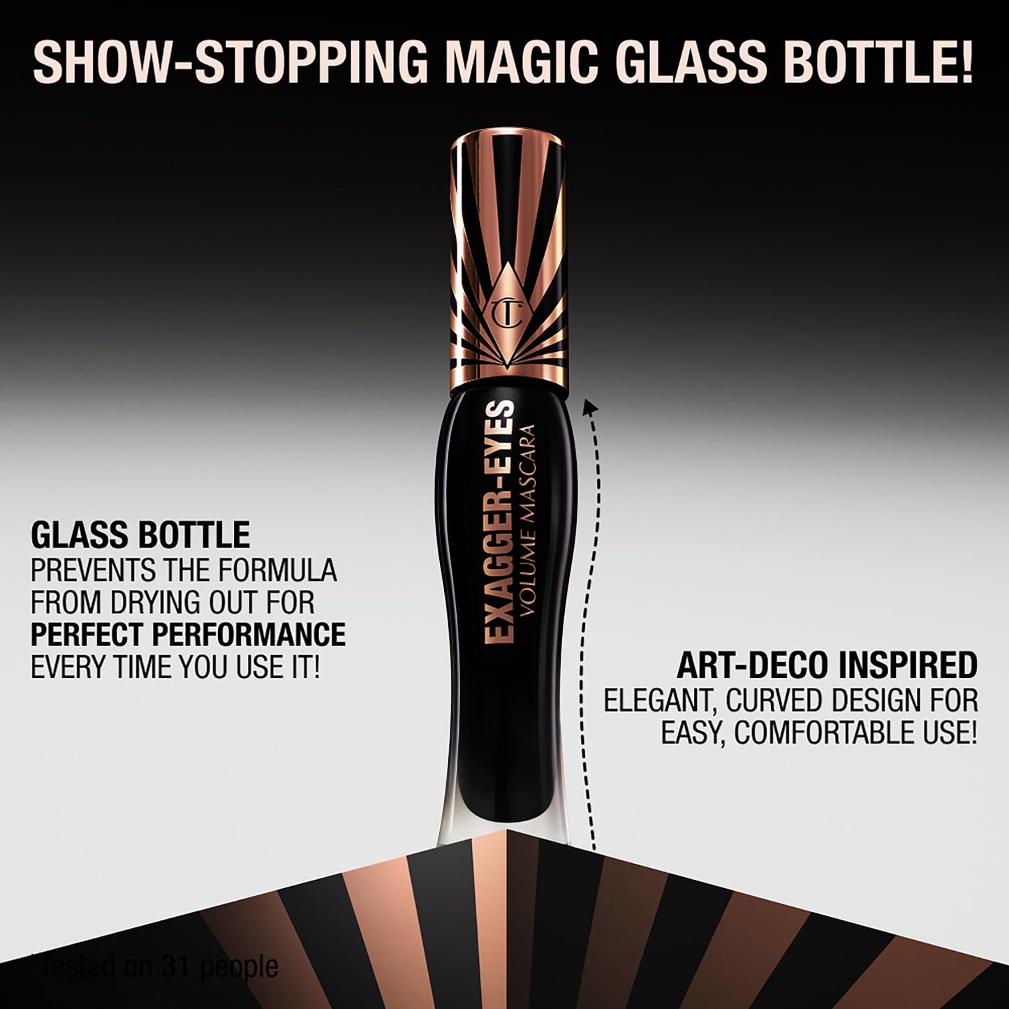 Charlotte Tilbury Exagger-Eyes Volume Mascara - Volumizing Black Mascara with 28-Hour Smudge-Proof & Flake-Proof Wear - Designed with a Ultra-Curved Brush