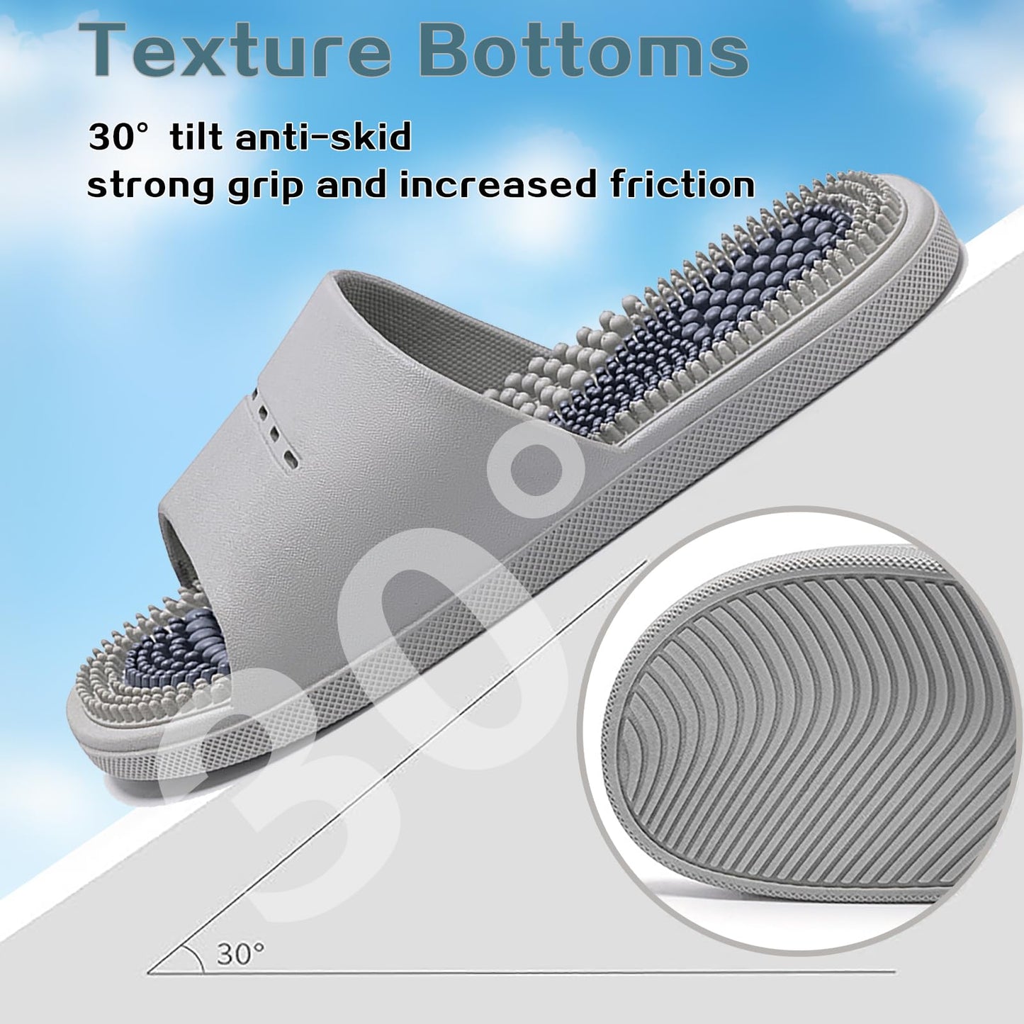 Lafeet 2 Pairs Massage Slippers for Plantar Fasciitis Pain Relief - Acupressure Massage Sandals for Men and Women - Non-Slip Slippers with Stress Relief - Perfect Gifts for Bath