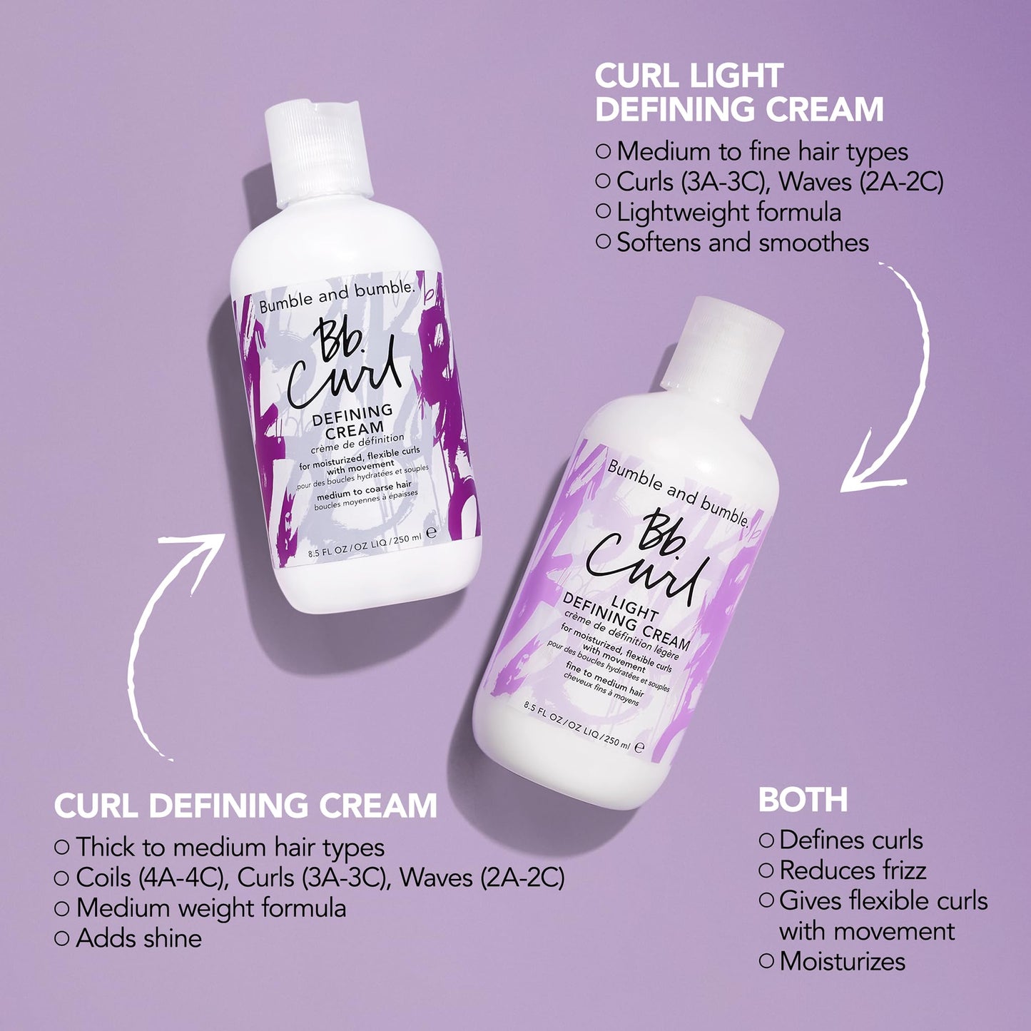 Bumble and bumble. Curl Defining Styling Cream | Moisture and Definition|Fine to Medium Curly, Wavy Hair | Anti Frizz | Hold and Shine | With Jojoba Avocado+ Coconut Oils | Standard Size, 8.5 Fl Oz