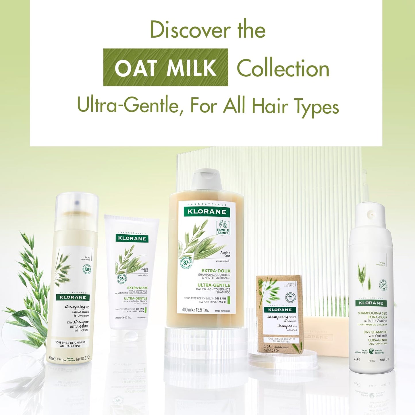 Klorane Ultra-Gentle Conditioner with Oat Milk - Sulfate-Free - Dermatologist and Pediatric Tested - Hypoallergenic, Vegan, Plant-Based Formula - High Tolerance Formula for Whole Family - 6.7 fl. oz.