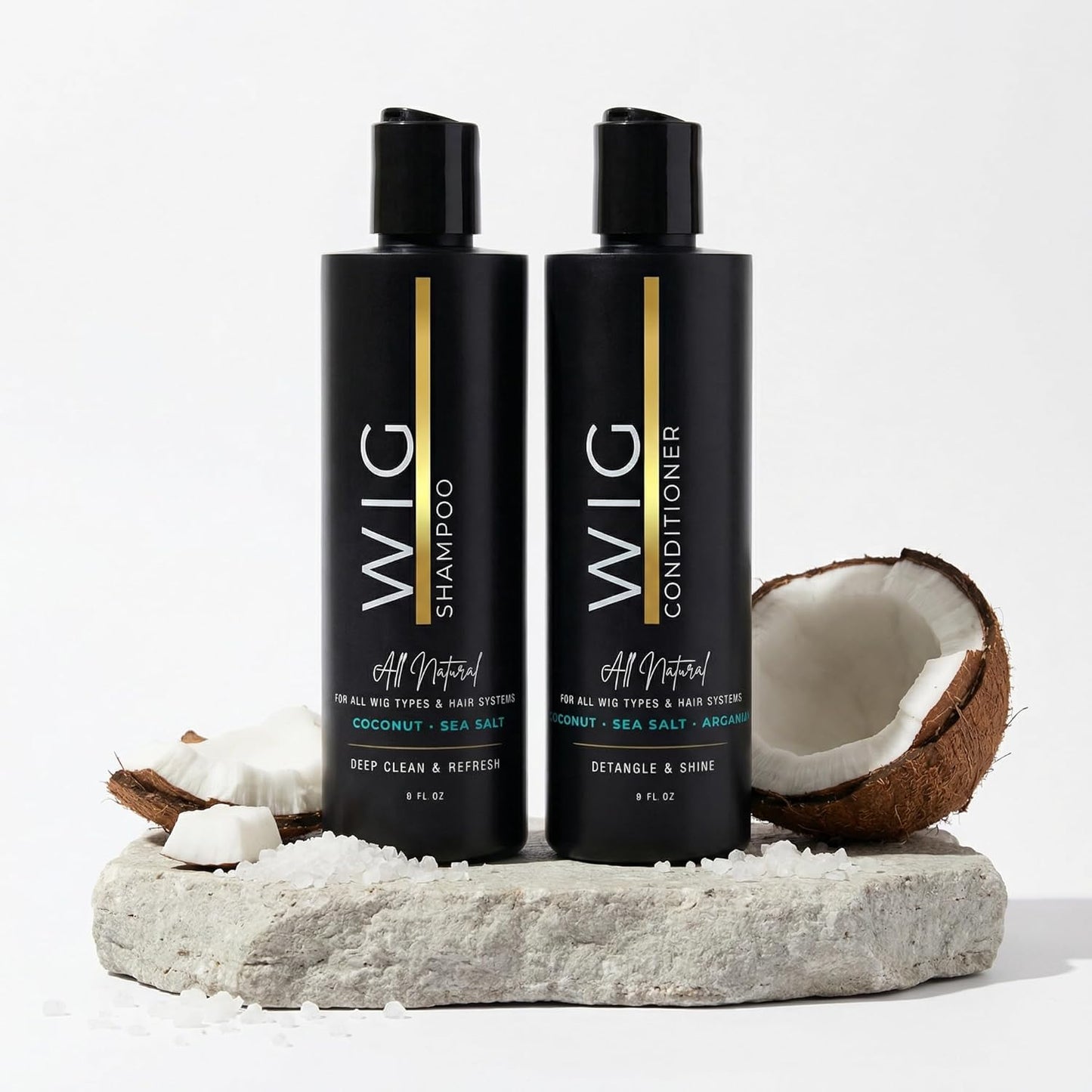 Natural Anti-Static Wig Shampoo & Conditioner Set - Clean, Protect & Detangle | For Synthetic & Human Hair Wigs | Paraben Free