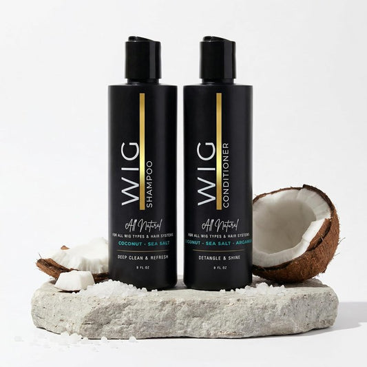 Natural Anti-Static Wig Shampoo & Conditioner Set - Clean, Protect & Detangle | For Synthetic & Human Hair Wigs | Paraben Free