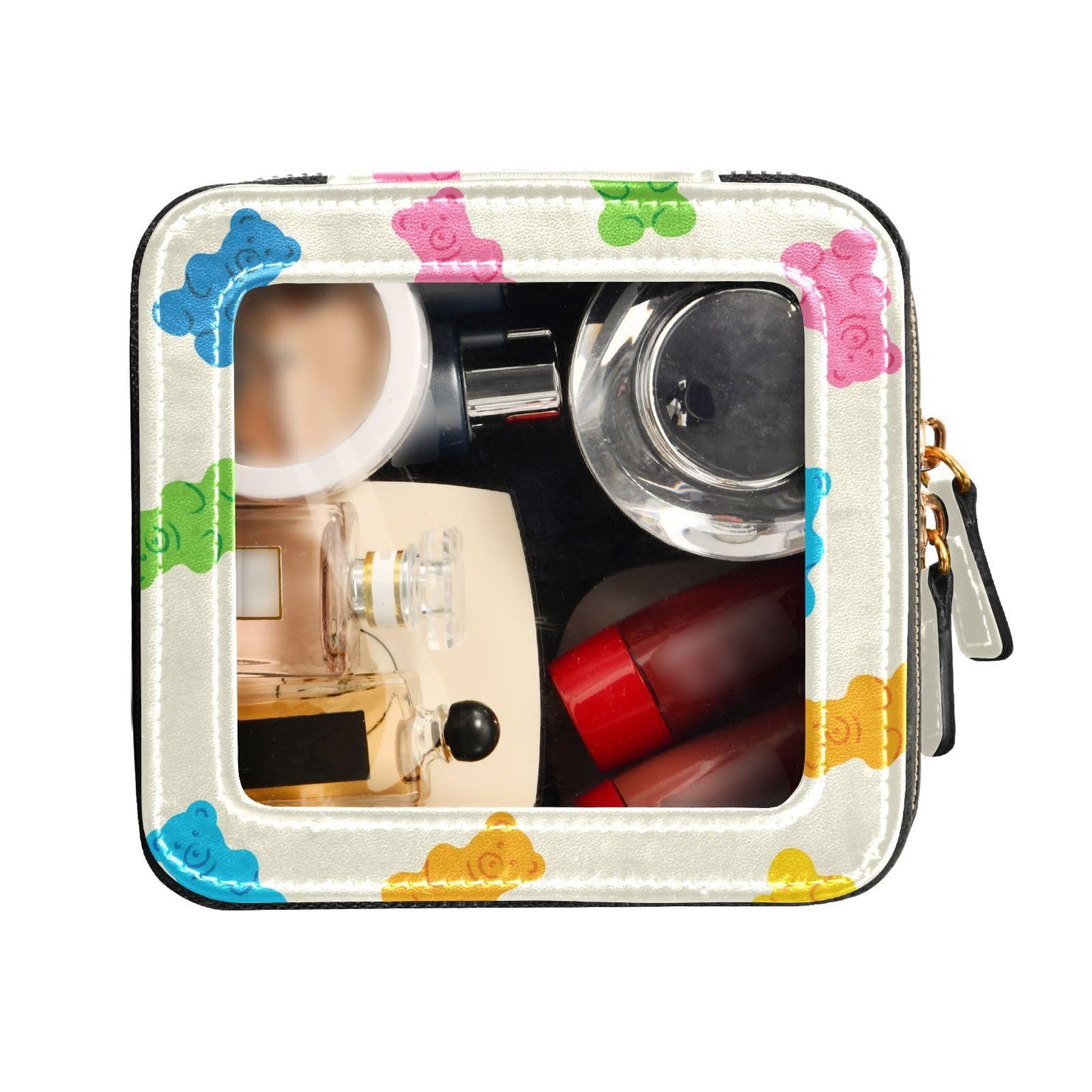 KICPOAY Clear Makeup Bag Gummy Bear Jelly Candy Colorful Travel Toiletry Bag with Zipper Small MakeUp Organizer Travel Essentials Cosmetic Bags for Women