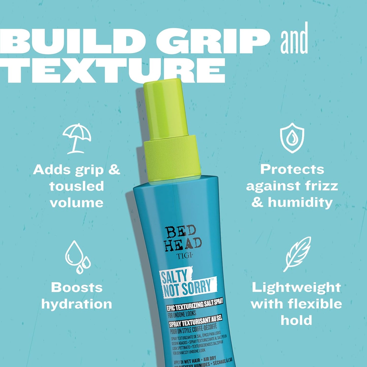 Bed Head Salty Not Sorry Texturizing Salt Spray - Effortless Natural Hairstyles, 3.38 fl oz